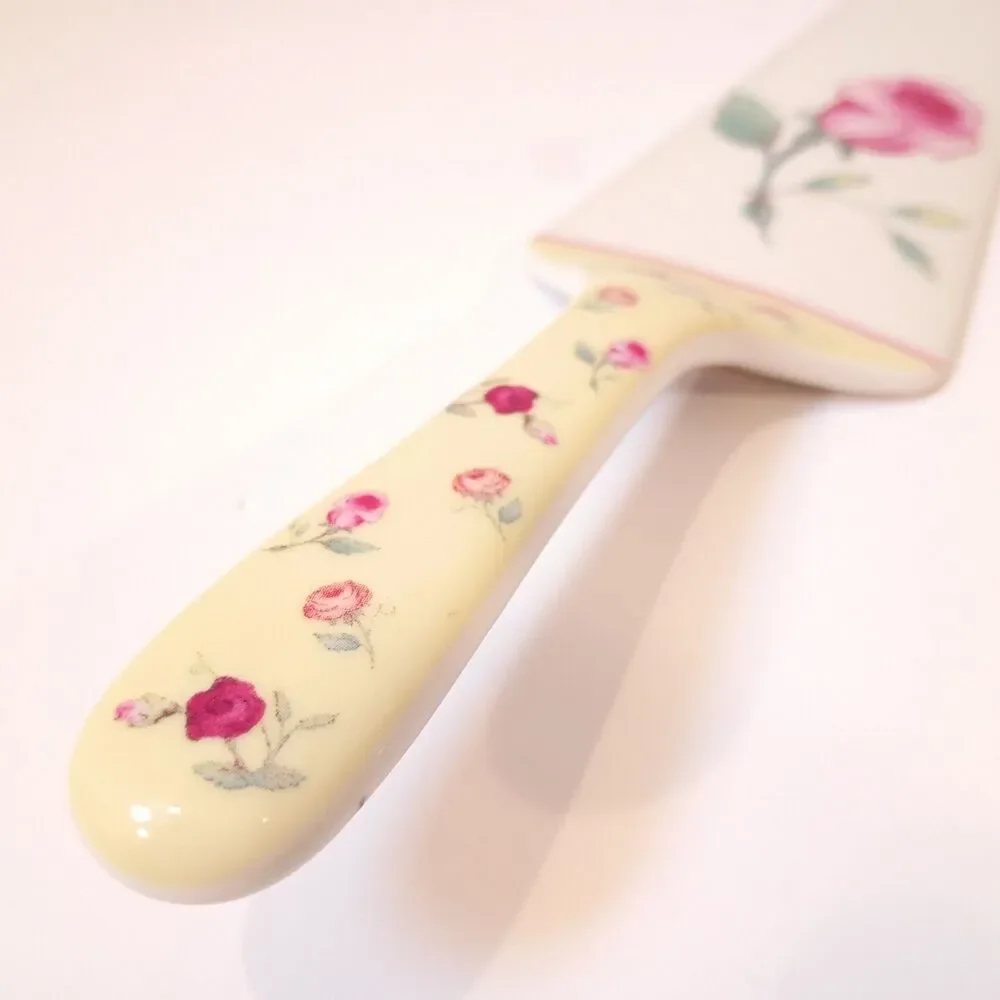 Cake Server Porcelain Pink Rose Shabby Chic Cottage Core Decor Royal Limited VTG